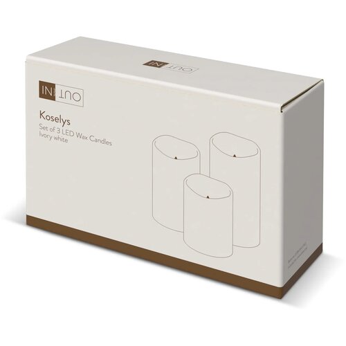 Koselys 3-delige set LED-waxkaarsen Ecru