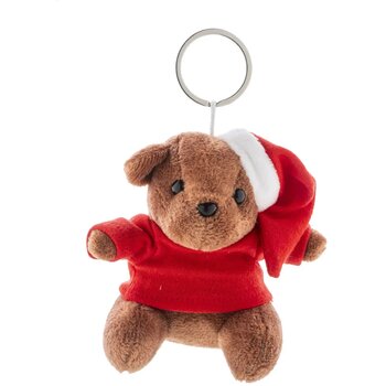 Julnalle Pluche Kerst Teddybeer Sleutelhanger Meerkleurig