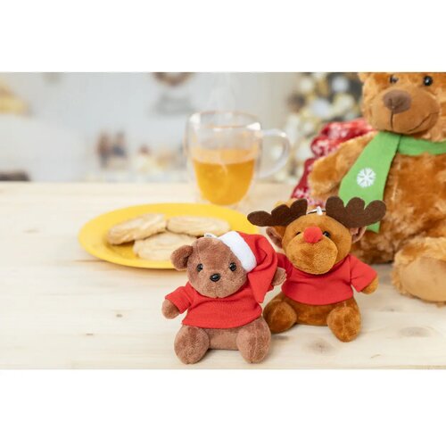 Julnalle Pluche Kerst Teddybeer Sleutelhanger Meerkleurig