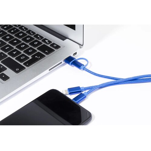 Rafob Sleutelhanger Usb Oplader Kabel Blauw