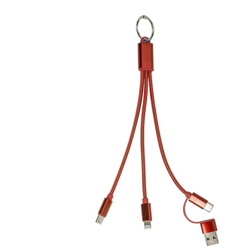 Rafob Sleutelhanger Usb Oplader Kabel Rood