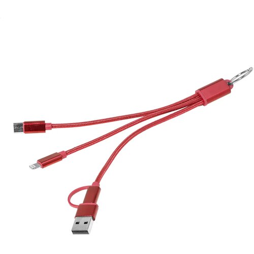 Rafob Sleutelhanger Usb Oplader Kabel Rood