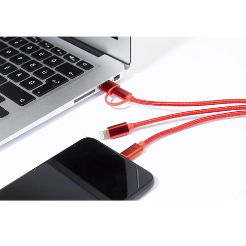 Rafob Sleutelhanger Usb Oplader Kabel Rood