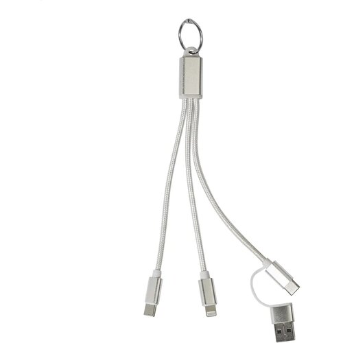 Rafob Sleutelhanger Usb Oplader Kabel Zilver