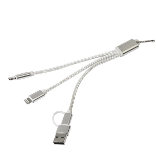 Rafob Sleutelhanger Usb Oplader Kabel Zilver