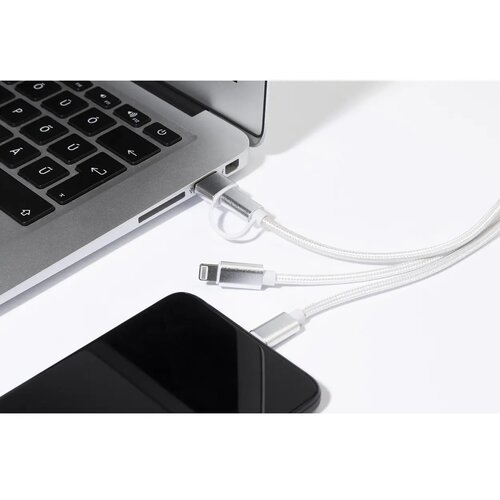 Rafob Sleutelhanger Usb Oplader Kabel Zilver