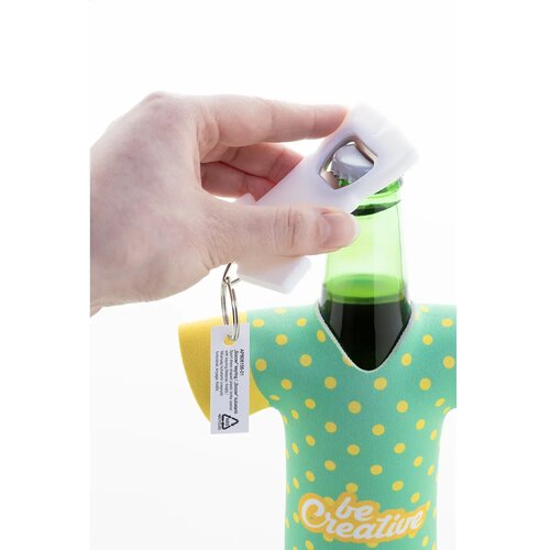 Soccer Flesopener Sleutelhanger Wit