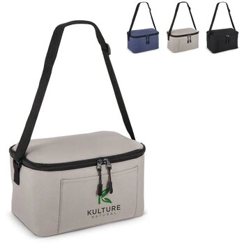 600D gerecycled PET koeltas voor 6 blikjes 25 x 14.5 x 15.5 cm 5 L zwart