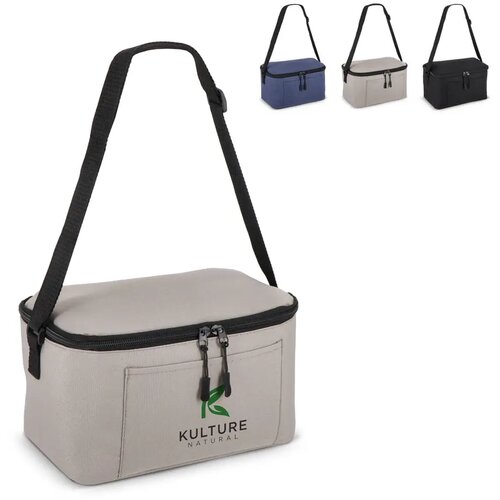 600D gerecycled PET koeltas voor 6 blikjes 25 x 14.5 x 15.5 cm 5 L