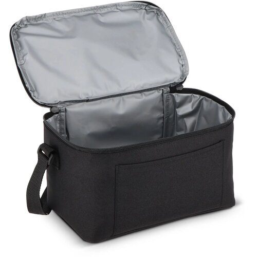 600D gerecycled PET koeltas voor 6 blikjes 25 x 14.5 x 15.5 cm 5 L zwart