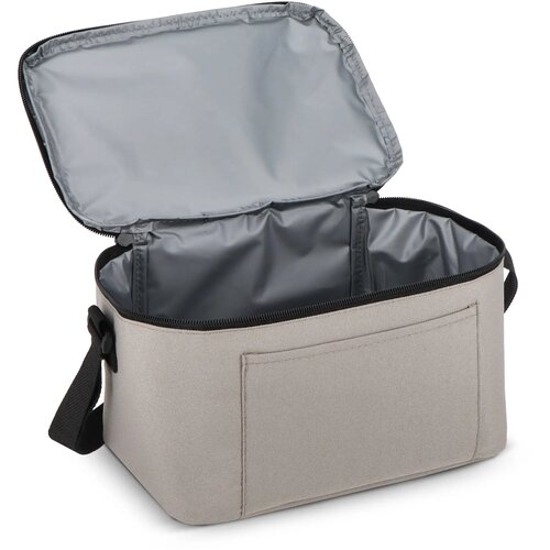 600D gerecycled PET koeltas voor 6 blikjes 25 x 14.5 x 15.5 cm 5 L grijs
