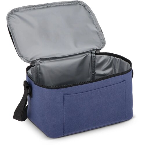 600D gerecycled PET koeltas voor 6 blikjes 25 x 14.5 x 15.5 cm 5 L donkerblauw