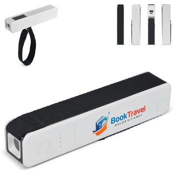 5-in-1 Travel Powerbank 2600 mAh - Bagageweegschaal - Zaklamp - Liniaal - Thermometer wit