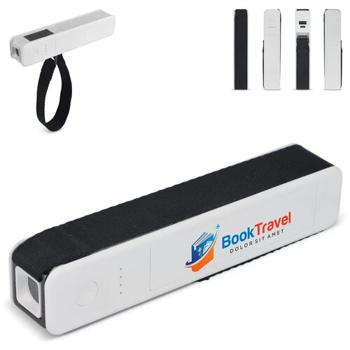 5-in-1 Travel Powerbank 2600 mAh - Bagageweegschaal - Zaklamp - Liniaal - Thermometer