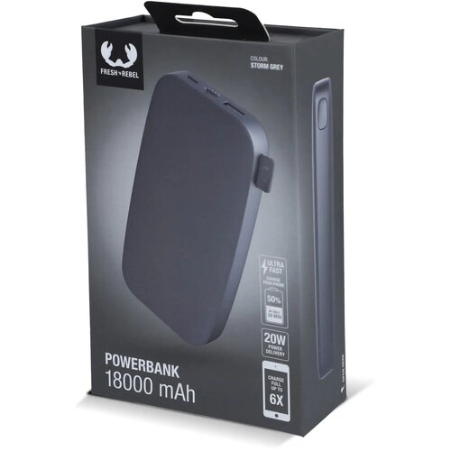 2PB18100 | Fresh 'n Rebel Powerbank 18000mAh USB-C Fast Charging 20W donker grijs