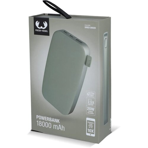 2PB18100 | Fresh 'n Rebel Powerbank 18000mAh USB-C Fast Charging 20W dried green
