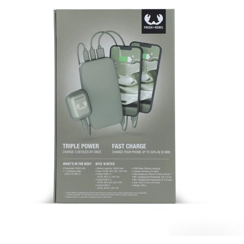 2PB18100 | Fresh 'n Rebel Powerbank 18000mAh USB-C Fast Charging 20W dried green