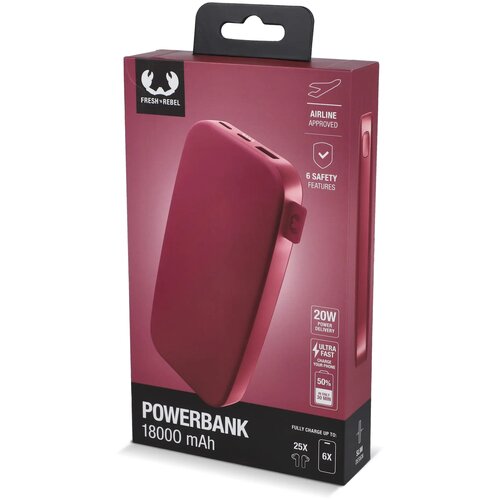 2PB18100 | Fresh 'n Rebel Powerbank 18000mAh USB-C Fast Charging 20W rood