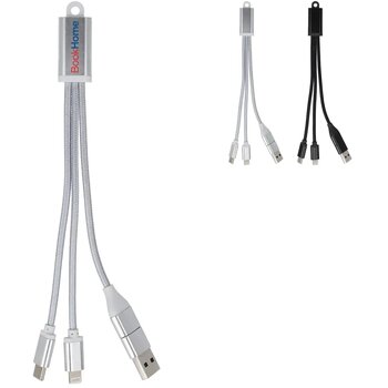 2-in-1 Oplaadkabel USB-A/C naar USB-C &amp; Lightning Aluminium zilver