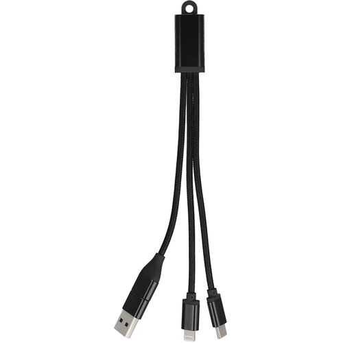 2-in-1 Oplaadkabel USB-A/C naar USB-C &amp; Lightning Aluminium zwart