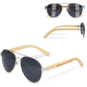 Aviator zonnebril met bamboe poten natuur