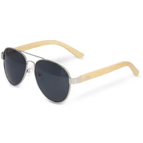 Aviator zonnebril met bamboe poten natuur