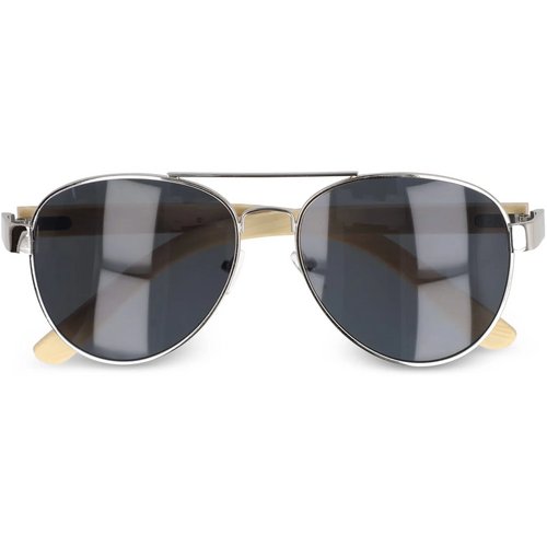 Aviator zonnebril met bamboe poten natuur