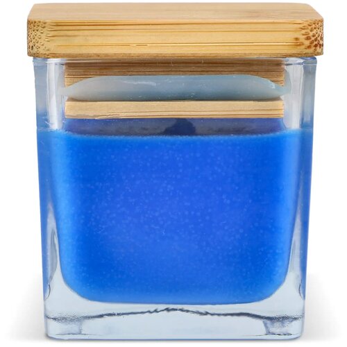 Chakra plantaardige kaars in glazen houder blauw