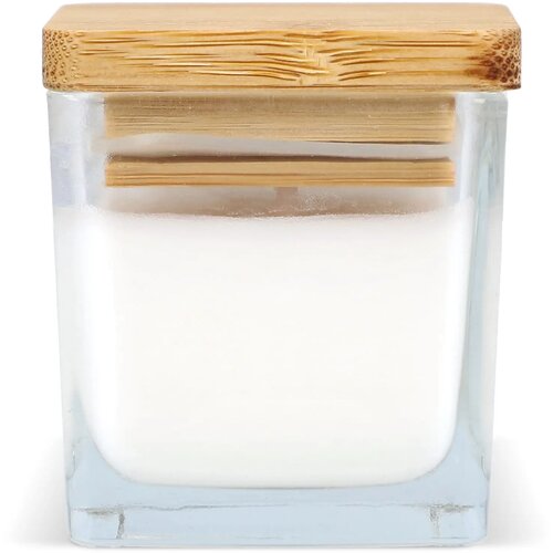 Chakra plantaardige kaars in glazen houder wit