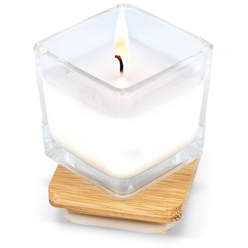 Chakra plantaardige kaars in glazen houder wit