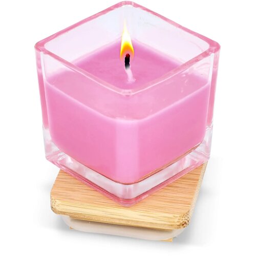 Chakra plantaardige kaars in glazen houder roze