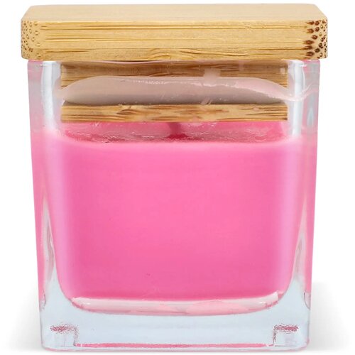 Chakra plantaardige kaars in glazen houder roze