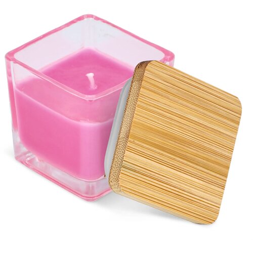 Chakra plantaardige kaars in glazen houder roze