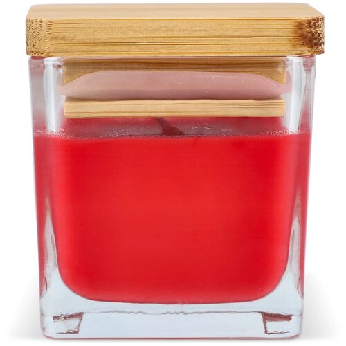 Chakra plantaardige kaars in glazen houder rood