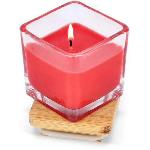 Chakra plantaardige kaars in glazen houder rood