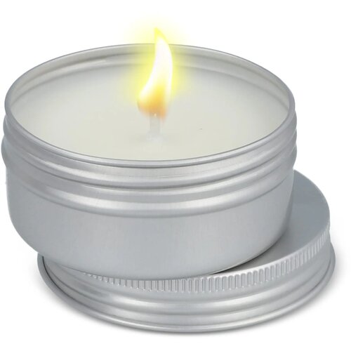 Citronella insectenwerende plantaardige kaars in gerecycled blik zilver