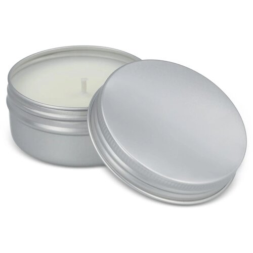 Citronella insectenwerende plantaardige kaars in gerecycled blik zilver