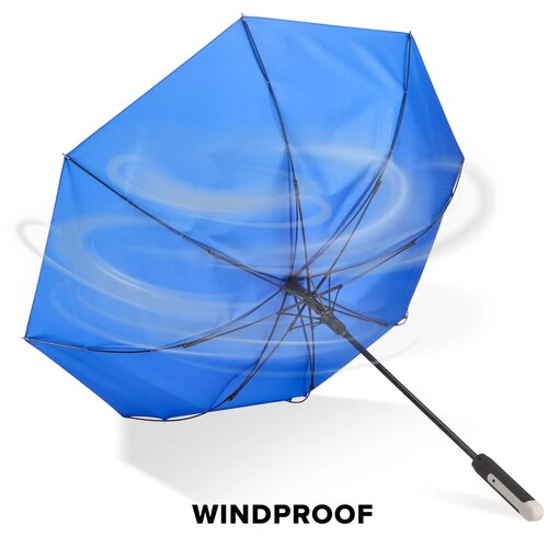 Emerantia 190T Pongee 23" Stokparaplu Auto open blauw