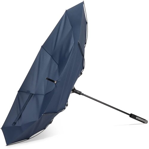 Emerantia 190T Pongee 23" Stokparaplu Auto open donkerblauw