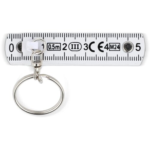 Gekalibreerde duimstok sleutelhanger 0,5m wit
