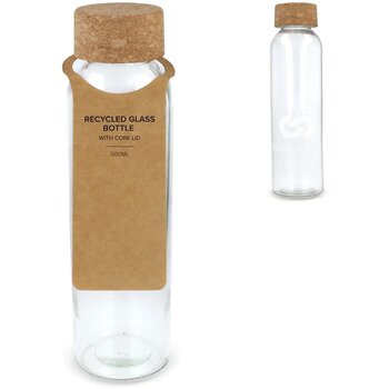Gerecycled glazen fles met kurken dop 500ml transparant