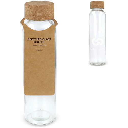 Gerecycled glazen fles met kurken dop 500ml