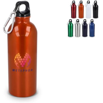 Gerecycled RVS Enkelwandige fles met Karabijnhaak 500ml zwart