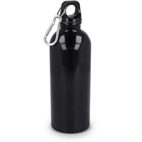 Gerecycled RVS Enkelwandige fles met Karabijnhaak 500ml zwart