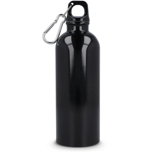 Gerecycled RVS Enkelwandige fles met Karabijnhaak 500ml zwart