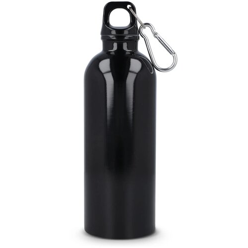Gerecycled RVS Enkelwandige fles met Karabijnhaak 500ml zwart