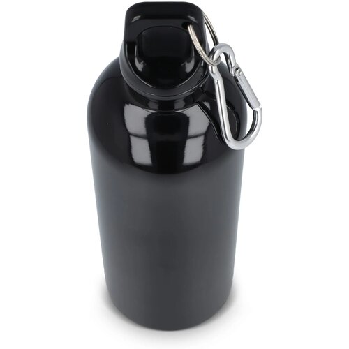 Gerecycled RVS Enkelwandige fles met Karabijnhaak 500ml zwart
