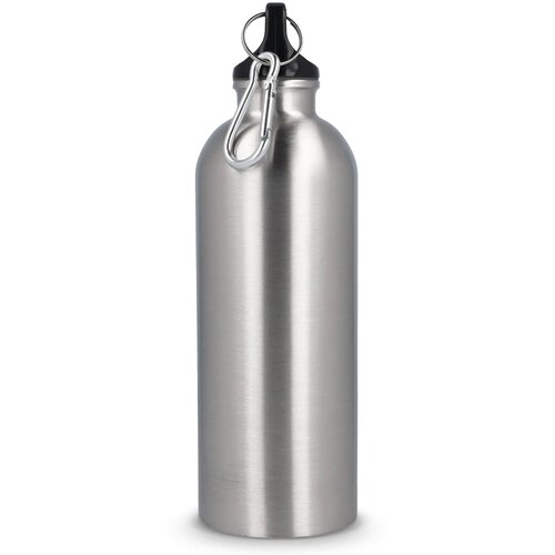 Gerecycled RVS Enkelwandige fles met Karabijnhaak 500ml zilver