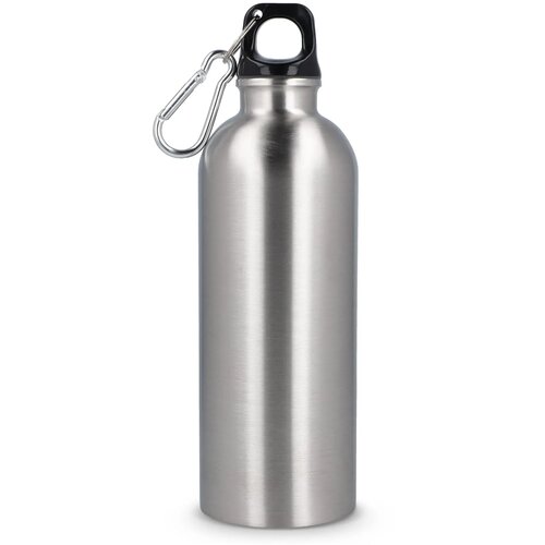 Gerecycled RVS Enkelwandige fles met Karabijnhaak 500ml zilver
