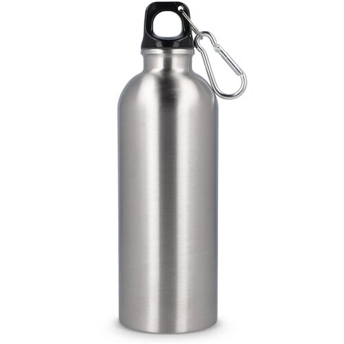 Gerecycled RVS Enkelwandige fles met Karabijnhaak 500ml zilver